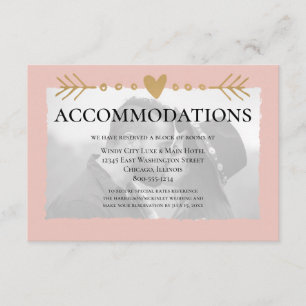 Blush Modern Photo Gold Hearts Accommodations Enclosure Card