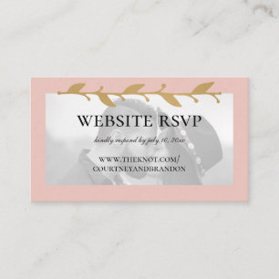Blush Modern Photo Gold Leaves Website RSVP Enclosure Card