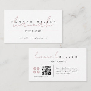Blush Modern Signature Minimalist QR Code Business Card