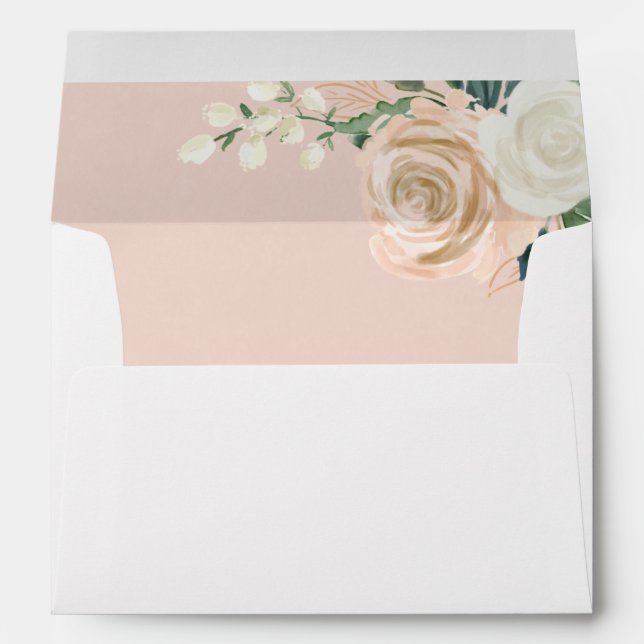 Blush Modern Stripes Floral Elegant Envelope (Back (Bottom))