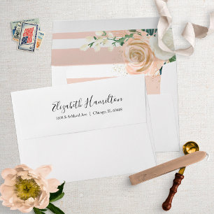 Blush Modern Stripes Floral Elegant Envelope