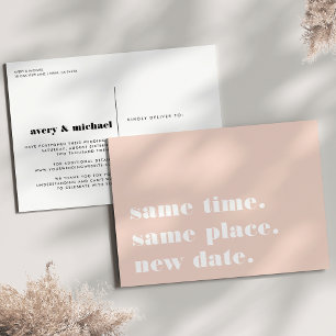 Blush Modern Wedding Postponement Announcement Postcard