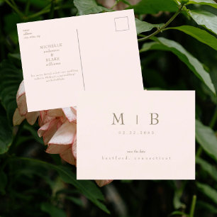 Blush Modern Wedding Save the Date Postcard