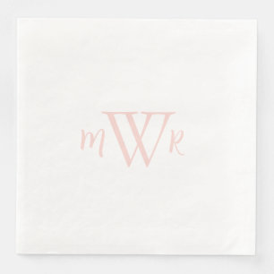Blush Monogram White Wedding Napkin