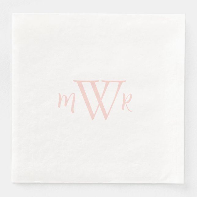 Blush Monogram White Wedding  Napkin (Front)