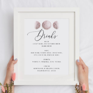 Blush Moon. Celestial Wedding Bar Drinks Menu Sign