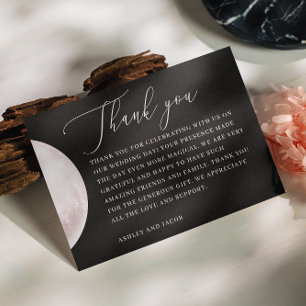 Blush Moon Elegant Black Wedding Script Design Thank You Card