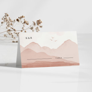 Blush Mountain Range Landscape Wedding Place Card
