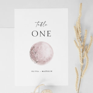 Blush Mystical Moon Elegant Celestial Wedding Table Number