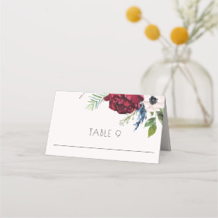 Blush, Navy Blue & Burgundy Wedding Escort  Place Card