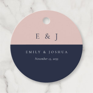 Blush Navy Blue Modern Wedding Favour Tags