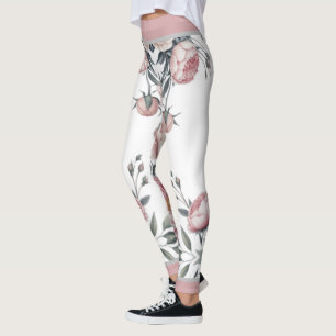 Blush Navy Blue Soft Pastel Pink Floral Leggings