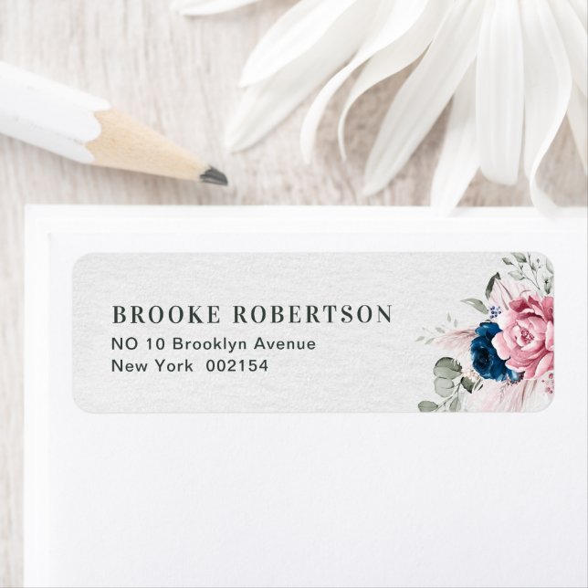 Blush Navy Blue Soft Pastel Pink Floral Wedding  (Insitu)