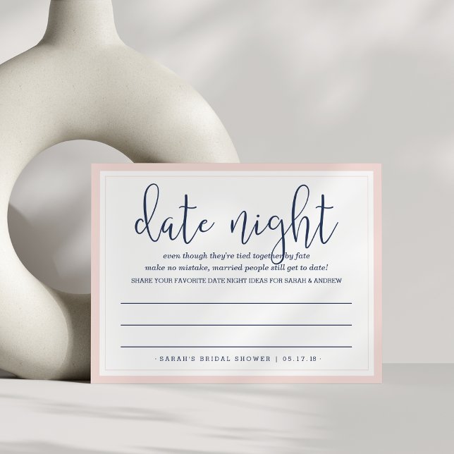 Blush & Navy Bridal Shower Date Night Card (Creator Uploaded)