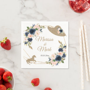 Blush & Navy Kentucky Derby Wedding Napkin