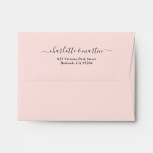 Blush Navy Script Return Address Wedding A2 Envelope