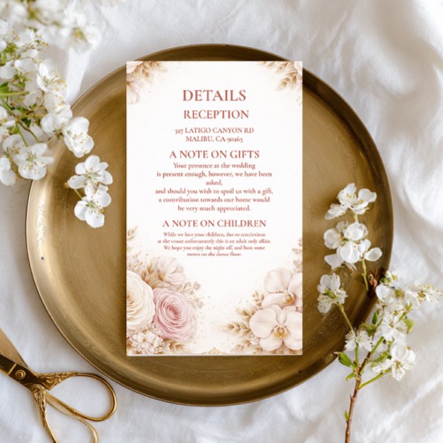 Blush Neutral Floral Elegant Enclosure Card (Creator Uploaded)