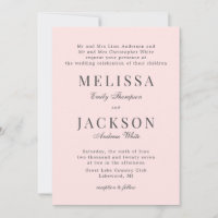 Blush Neutral Refined Classic Wedding Invitation 