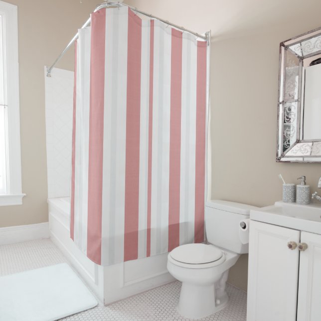 Blush Nordic Stripe  Shower Curtain (In Situ)