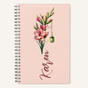 Blush of August: Gladiolus & Peridot Keepsake Notebook