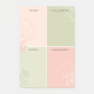 Blush & Olive Floral Line Art To Do Notes
