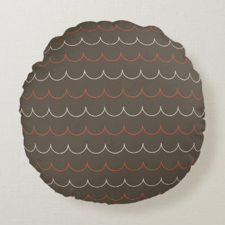 Blush, Olive & Rust Scallop Pillow - Round
