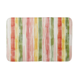 Blush Orange Yellow Green Stripes Bath Mat