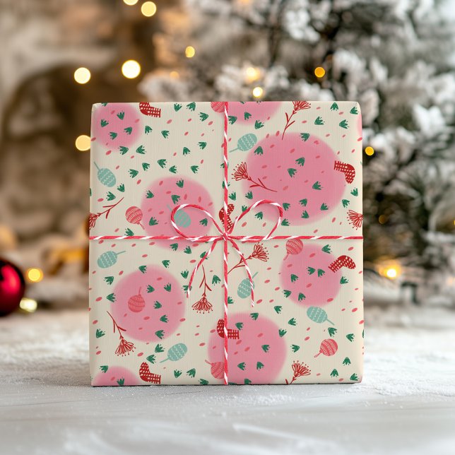 Blush Ornaments & Stockings – Retro Christmas Wrapping Paper (Creator Uploaded)