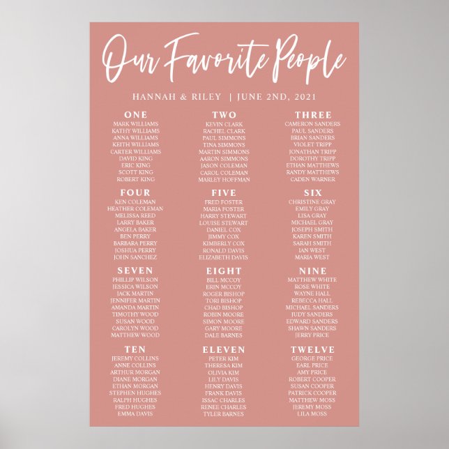 Blush Our Favourite People Wedding Seating Chart (Front)