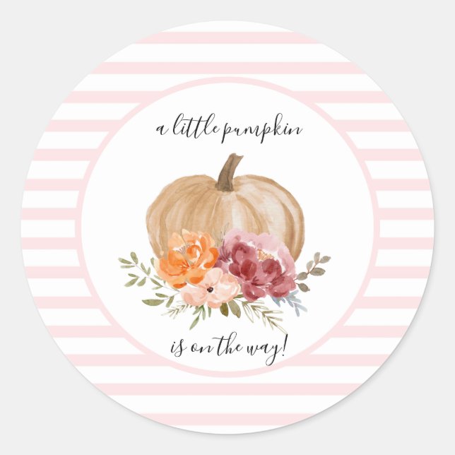 Blush Our Little Pumpkin is On The Way Stickers (Front)