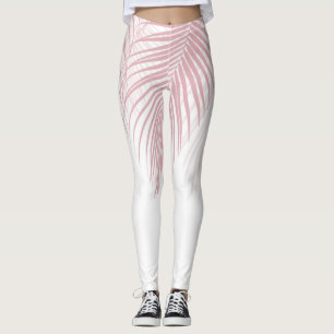 Blush Palm Leaves Finesse 2 #tropical #art Leggings