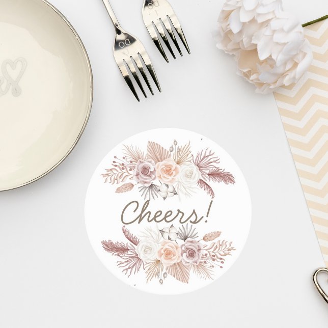 Blush Pampas Grass Wedding Coaster (Creator Uploaded)