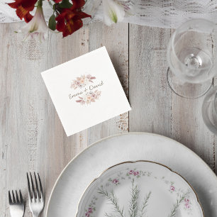 Blush Pampas Grass Wedding Cocktail Napkin