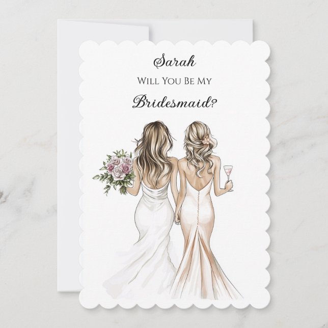 Blush Pastel Bridesmaid Proposal Card  (Front)