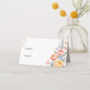 Blush Pastel Flowers Floral Boho Wedding Place Card