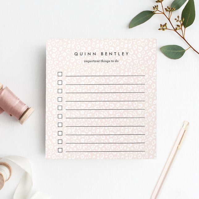 Blush | Pastel Leopard Print Personalised Notepad (Creator Uploaded)