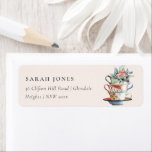 Blush Pastel Stacked Cups Floral Tea Party Address<br><div class="desc">For any further customisation or any other matching items,  please feel free to contact me at yellowfebstudio@gmail.com</div>