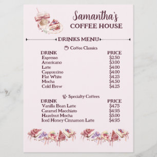 Blush Patisserie Cafe Custom Brand Menu