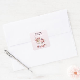 Blush Patisserie Cafe Custom Brand Square Sticker