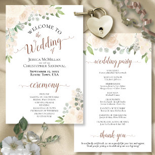 Blush Peach Boho Floral Budget Wedding Program