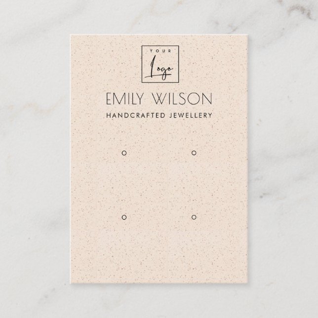 BLUSH PEACH CERAMIC TEXTURE 2 EARRING DISPLAY LOGO BUSINESS CARD (Front)