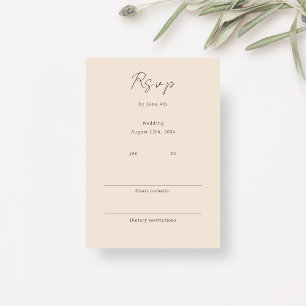 Blush Peach Chic Minimalist Wedding RSVP Enclosure Card