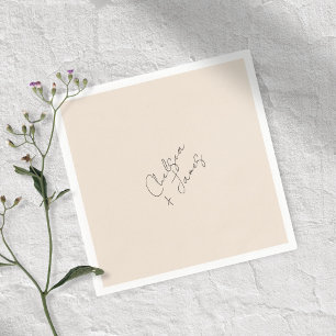 Blush Peach   Chic Script Minimalist Wedding  Napkin