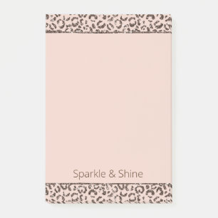 Blush Peach Chocolate Brown Leopard Glitter    Post-it Notes