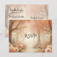 Blush Peach Enchanted Forest Lantern Wedding RSVP