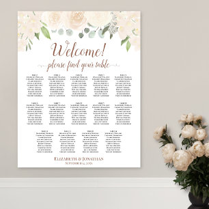 Blush Peach Floral 14 Table Wedding Seating Chart