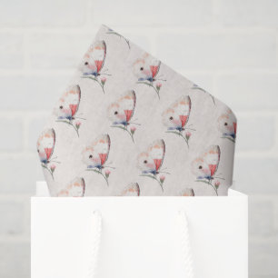 Blush Peach Floral Butterfly Birthday Tissue Paper