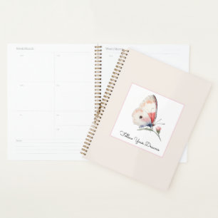 Blush Peach Floral Butterfly Follow Your Dreams Planner