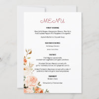 Blush & Peach Floral Entree Menu 2