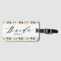 Blush peach floral + foliage personalized wedding
